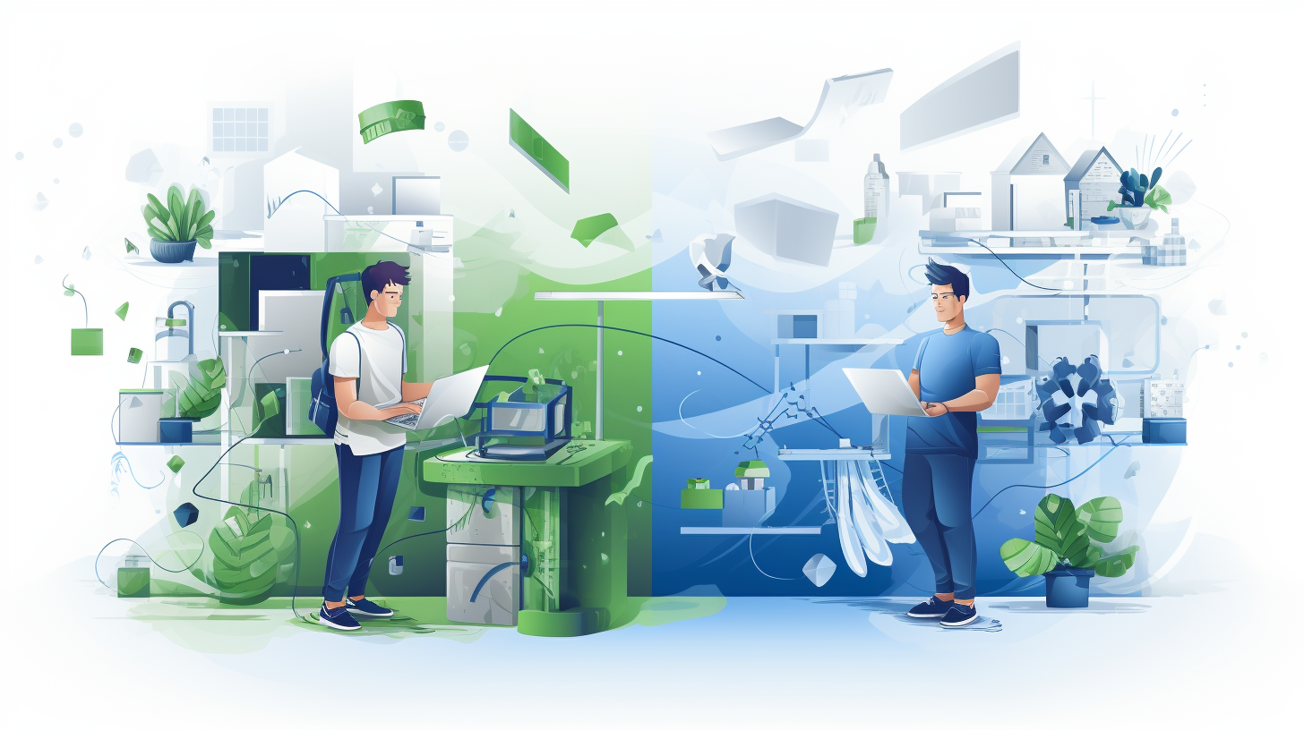 representation of blue and green teams deploying software