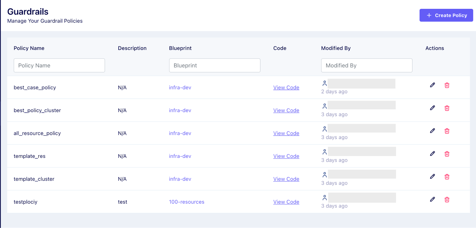 details about how a user can create, edit, and manage policies from Facet's centralized location.