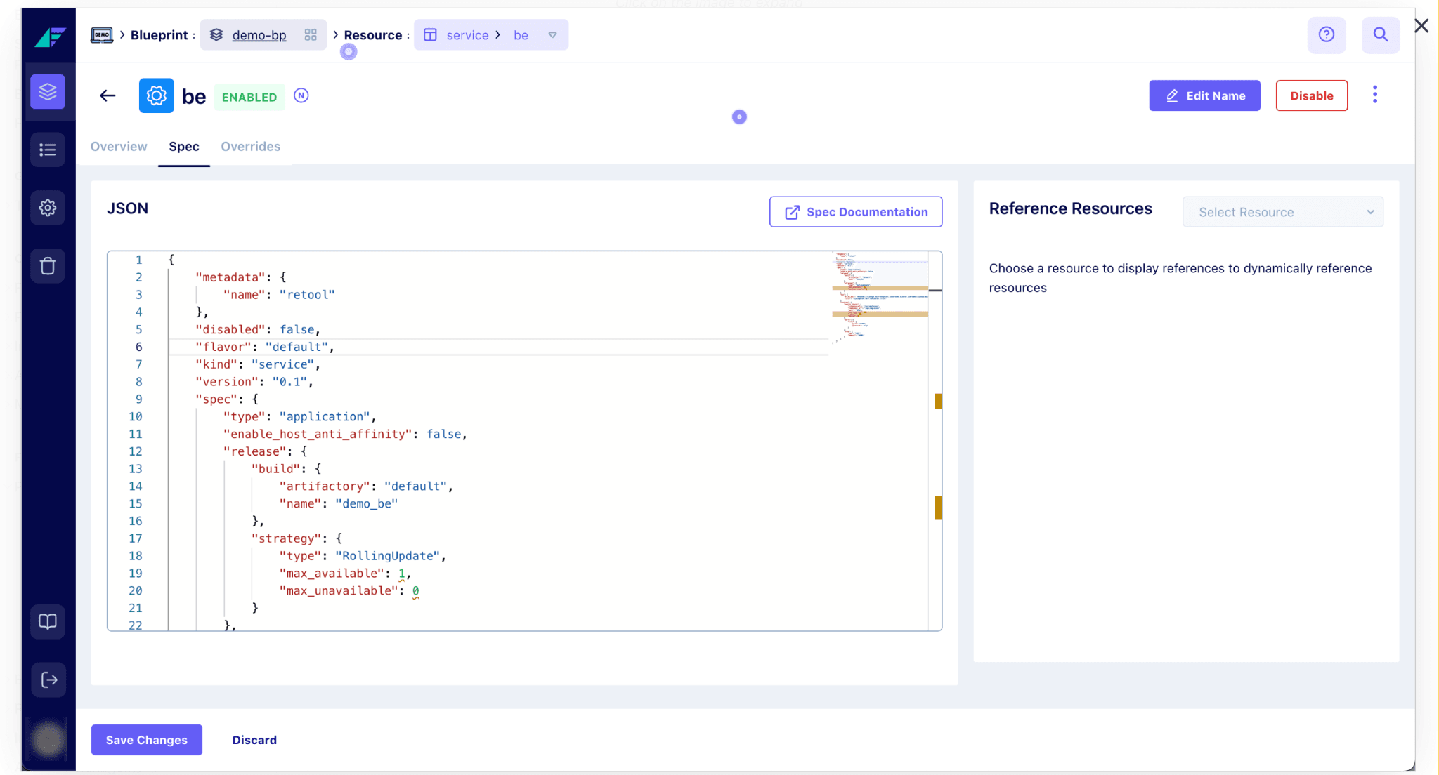 Blueprints stored in JSON