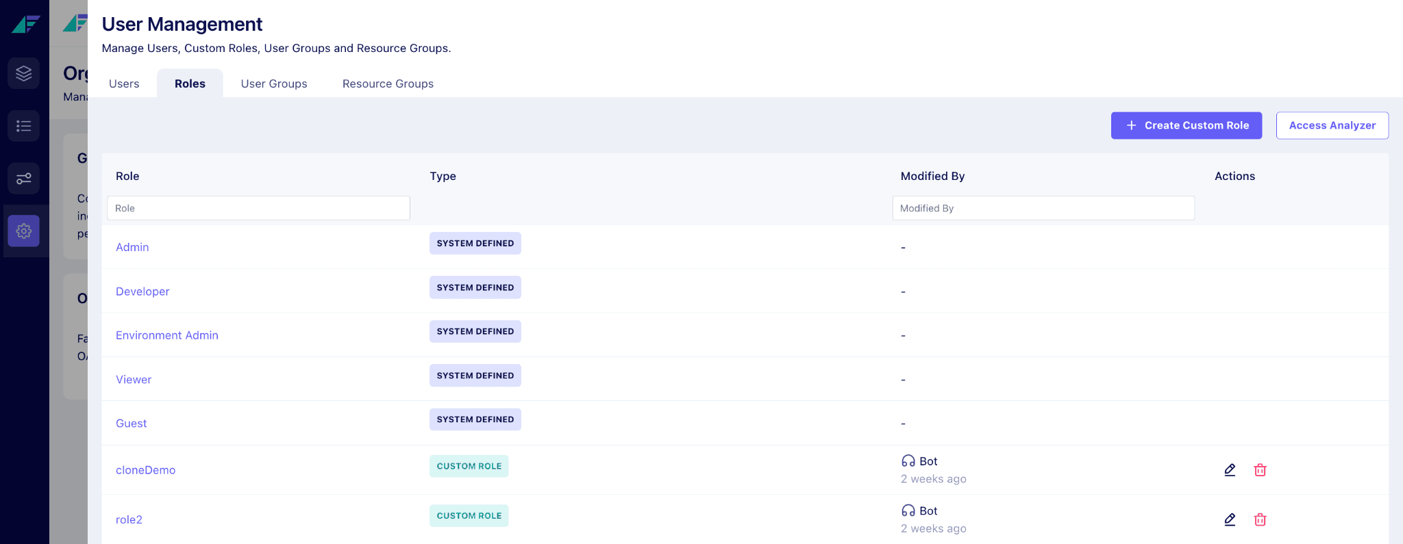 User management in Facets