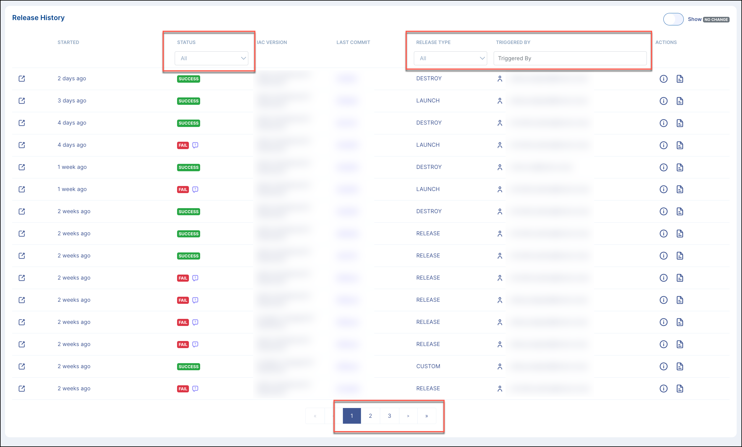 Pagination for Release History table