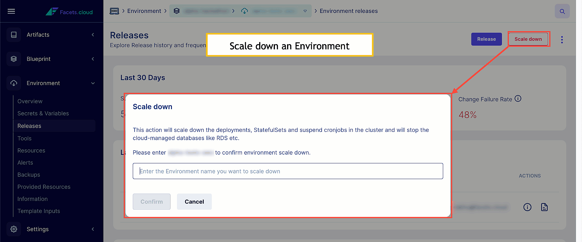 Scale up and scale down environments