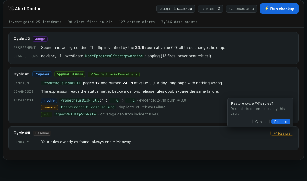 One-click restore