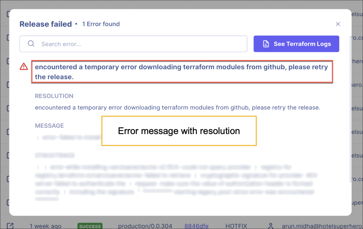 Enhanced error log messages