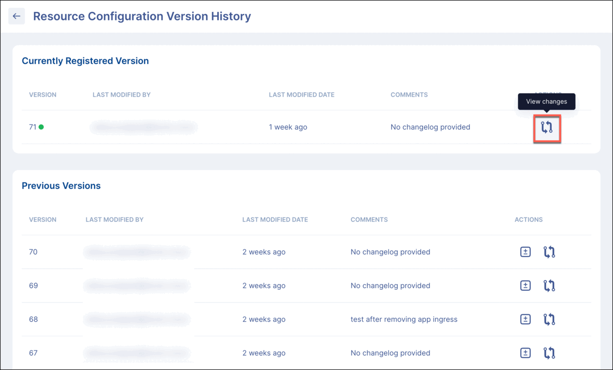 Enhanced Version History page