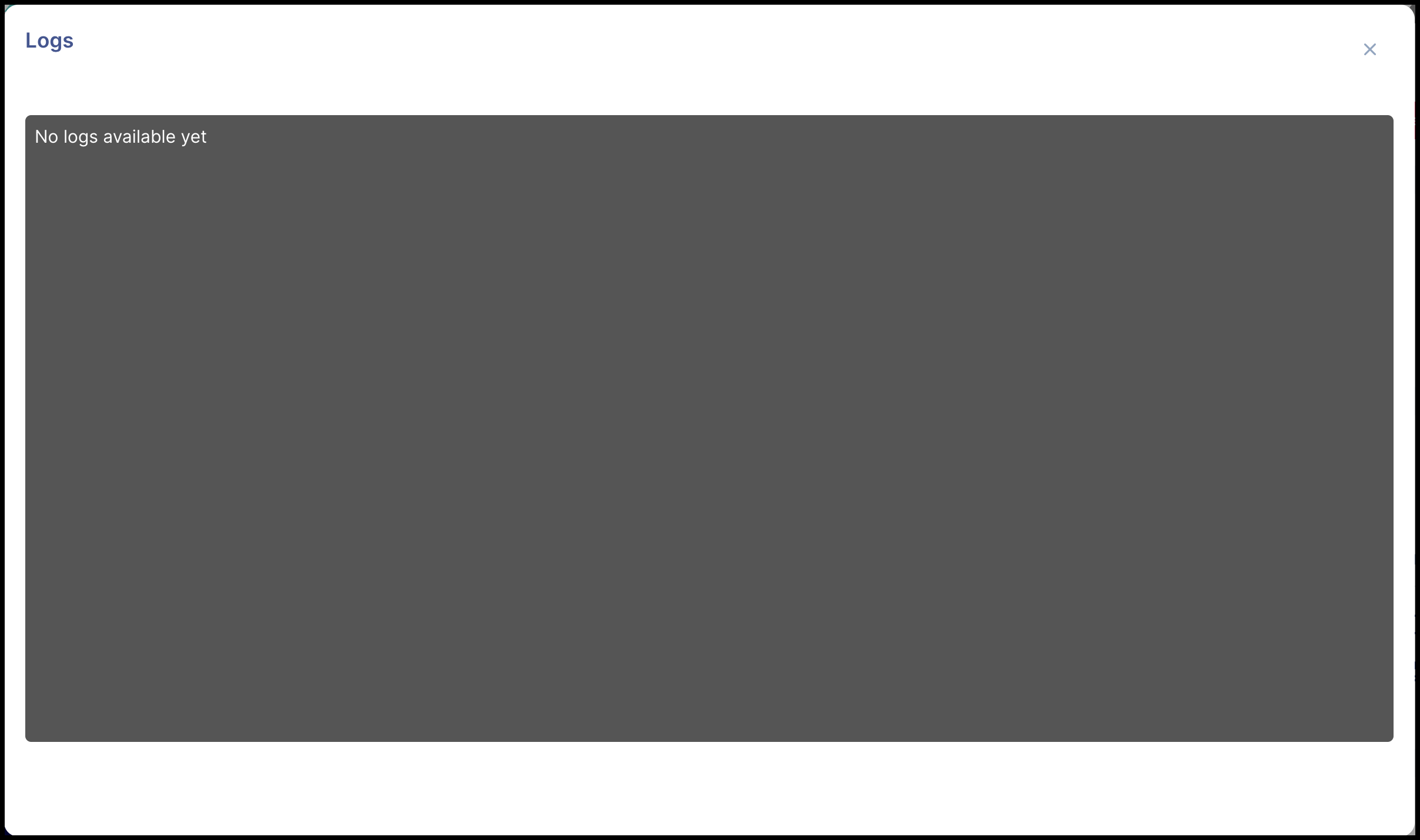 Empty screen for logs terminal (Click on the image to expand)